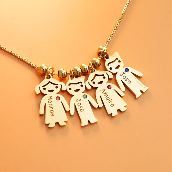 Colar dos Filhos em ouro, com um bonequinho para cada filho